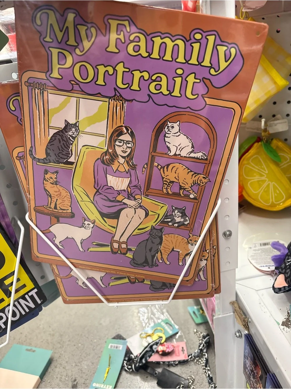 My Family Portrait Cat Print Poster - Purple